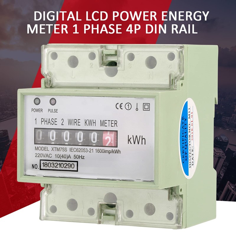 Electric Meter DIN Rail Electronic KWh Meter, 220V AC Digital