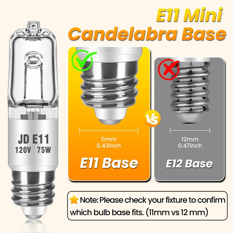 Blakapoo JDE11 120V 100W Halogen Light Bulbs, T4 Mini Candelabra