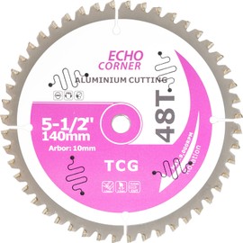Echo Corner 5-1/2-Inch (10mm Arbor) Aluminium Cutting Circular Saw Blade, Fast Fine Cut Aluminium, Copper, Non-Ferrous Metal, Polycarbonate, Hardwood, Plywood, Drywall, MDF, Plastic