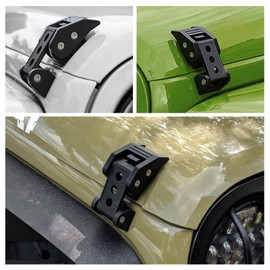 STANVEE Aluminum Hood Latches, Hood Catch Kit Compatible with Jeep Wrangler JK JKU 2007-2018 & Jeep Wrangler JL JLU Gladiator JT 2007-2021, No Drilling Required (red)