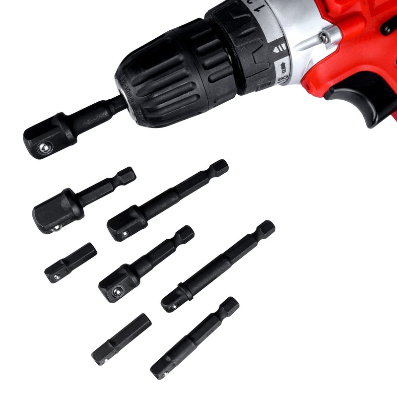 Bestgle 8pcs 1/4" Shank Drill Socket Adapter Extension Set for