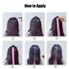 12pcs Multicolor Clip in Hair Extensions Mix tinsels,22 Inch Colored Hair Extensions,2 in 1 Rainbow Hair with Silver Tinsels,Kids Hair Extensions ,Colorful Party Highlights for Kids Girls（6 colors）