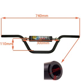 7/8" 22mm Aluminum 6061 Tall Handlebar With Handle Bar Pad For Honda CRF110 EFI 2019-2024 Dirt Pit Bike (Black & Yellow)
