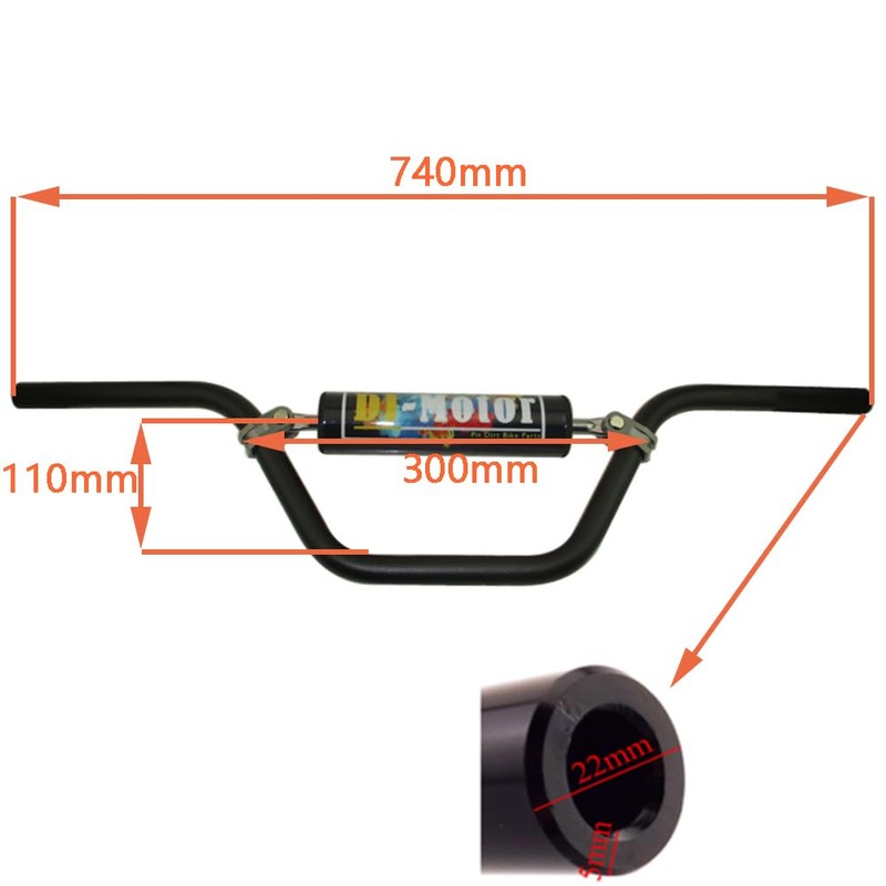 7/8" 22mm Aluminum 6061 Tall Handlebar With Handle Bar Pad