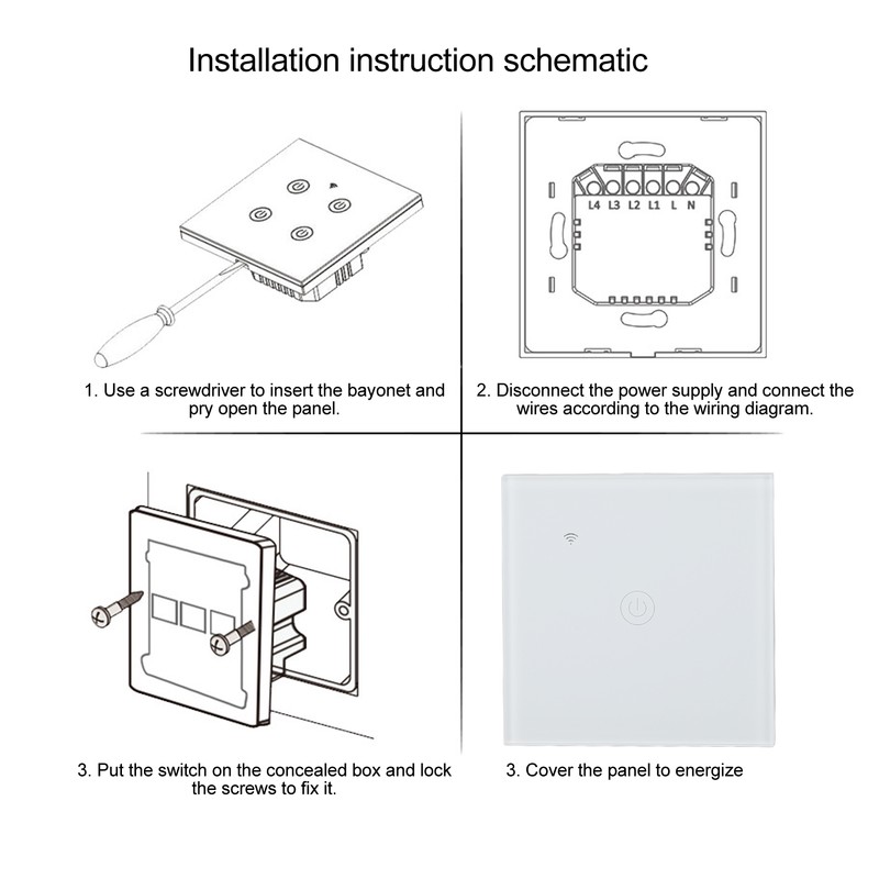 WiFi Smart Wall Light Switch Glass Panel Bluetooth Voice Control
