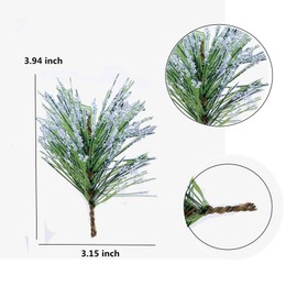 fypuda 40PCS Artificial Snow Pine Needles Branches Small Twigs Stems Picks for Christmas Garland Wreath Embellishing and Home Holiday Garden Decoration