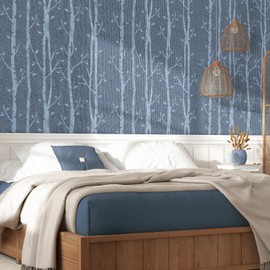 Livelynine 17.5x276" Tree Peel and Stick Wallpaper Branches Mural Navy Blue Wall Paper for Bedroom Accent Wall Nursery Boys Room Abstract Midnight Indigo Vintage Dark Blue Contact Paper Removable