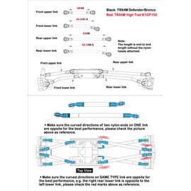 MEUS RACING Stainless Steel Links Set High Clearance Links for 1/18 TRX4M K10 High Trail F150 RC Crawler (K10 High Trail F150)