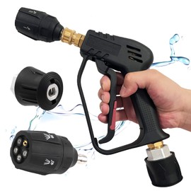 Akitsuba High Pressure Washing Short Gun, Karcher Short Gun, Short Gun, High Pressure Washing Gun, Karcher Nozzle, 4000 PSI High Pressure Washer, Karcher Foam Gun, Car Washer, Karcher K Series, K2, K3, K4, K5, K6, K7, JTK, Brass, M22-14mm Quick Connect A