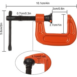 RHBLME 12 Pack C Clamp, Small C Clamps 1 Inch, 800lbs Load Limit, 1/12" Jaw Opening & 1" Throat Depth, Heavy Duty C-Clamps Set for Woodworking, Welding, Building, etc