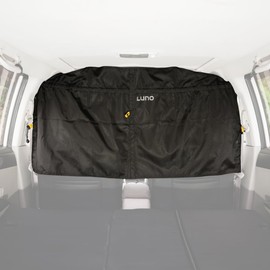 Luno Divider Curtain for Privacy and Sun Protection - Detachable Car Privacy Curtain for Family Travel, Camping & Sleeping - Fits Most Small to Mid-Sized Vehicles - Detachable Car Divider (Black)