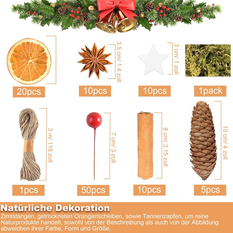 Pack of 44 Natural Christmas Decoration Advent Wreath