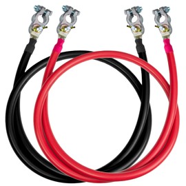 4 AWG UL 1426 Battery Cables - 8 ft Marine Grade Wire Tinned Copper Oxygen-Free Insulated - Standard PVC Wire with 2 Lug + 2 Terminals for Boat, Automotive, Speakers, Solar, Camper, RV & Trailers