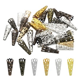 PATIKIL Flower Bead Caps, 50Pcs 8x23mm Hollow Metal Spacer Bead End Caps for Jewelry Making Earring Bracelets Necklace DIY Crafting, Multicolored