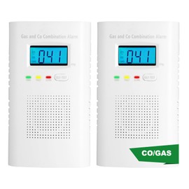 Combination Gas and Carbon Monoxide Detector Plug-in | CO Alarm & Natural Gas Combustible Detector | Digital Display, Battery Backup, Easy Install | for Home Kitchen Safety Monitoring 2-Pack