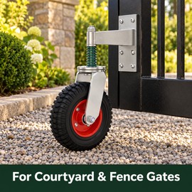 6 Inch Heavy Duty Spring Gate Wheel, 600 lb Capacity 360° Swivel Shock-Absorbing Fence Caster