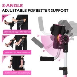 Dyna-Living Forearm Crutches for Adults - 3 Adjustable Angles Folding Forearm Crutches, Lightweight Aluminum Crutches with Adjustable Elbow Elastic Band, Perfect for Post-Surgery & Long Term Use