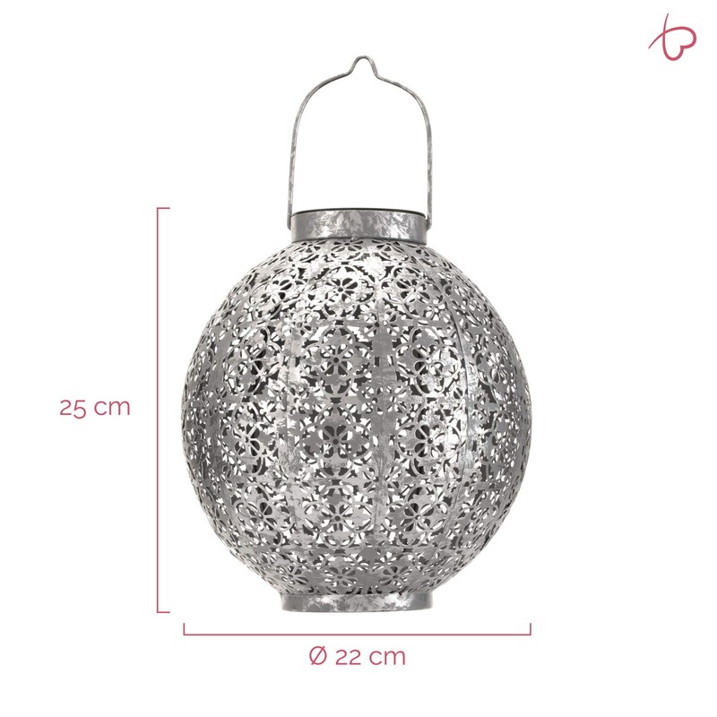 Pauleen 48069 Sunshine Aura Solar Lantern in Moroccan Silver for