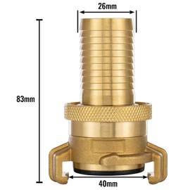 POPPSTAR 2x Brass Suction and High Pressure Coupling (Geka system coupling 1 inch hose nozzle) with Sealing Ring and Locknut, for 25 mm Hose