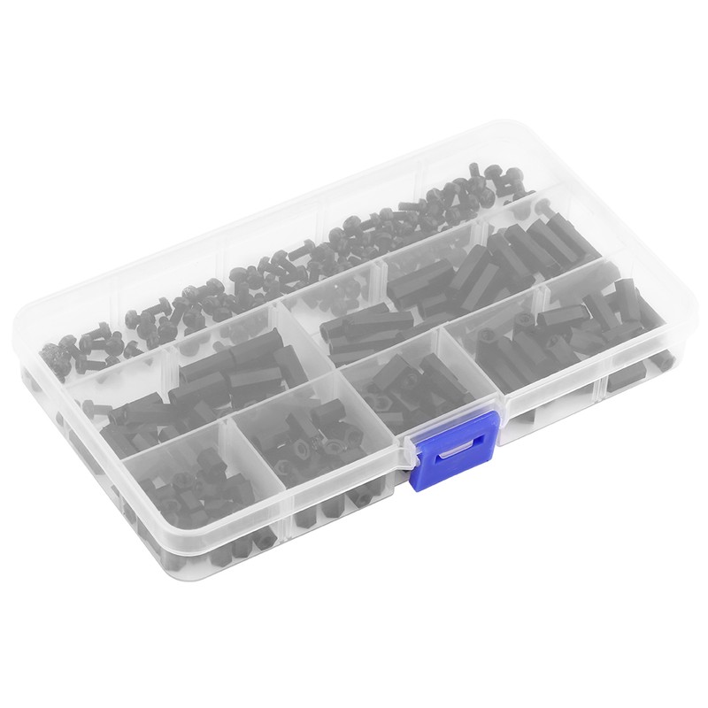 250PCS Nylon M3 Female Standoff Spacer Screw Assortment Kit Hex