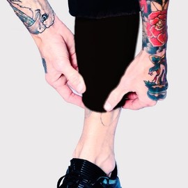 Tat2X Ink Armor Premium Calf Tattoo Cover Up Sleeve - No Slip Gripper - U.S. Made - Black - XSS (single calf leg tattoo cover up sleeve)