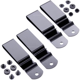 Universal Heavy Duty Metal Belt Clips - (Fits 1.75 inch Belts) - (Black) - (w/Hardware) - (4 Pack) - Replacement Steel Clip Holder for Holsters, Sheaths, Phone Cases