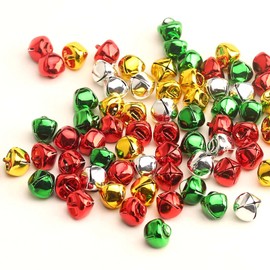YIEUR 200 pieces bells, Christmas tree decoration, bells, Christmas tree pendants for Christmas decoration, DIY crafts, pet jewellery making (colourful, 12 mm)