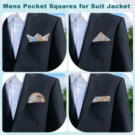Gsyziux Floral Pocket Squares for Men, Cotton Mens Handkerchiefs with Pocket Square Holder for Uniforms Wedding (Style-01)