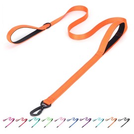 Bbmmayy Reflective Nylon Dog Leash - The Heavy Duty Hero Leash with Two Handles for Night Safety Training - for Small Medium Large Breed Pet Dogs (Orange, 6FT×1'')
