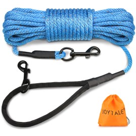 Joytale Long Dog Training Leash, 15 FT Tie Out Rope Check Cord with Padded Handle, Reflective Recall Lead for Puppy and Small Dogs, Blue