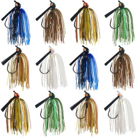 Bass Football Fishing Jigs Set,Weedless Swim Jig Heads for Bass Fishing Flipping Jig with Weed Guard Silicone Skirt Freshwater Fishing Lures for Pike Walleye