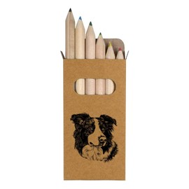 Azeeda 6 x 'Border Collie' Short 85mm Pencils/Coloured Pencil Set (PE00062326)