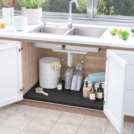 SIKADEER 22" x 22" Under Sink Mat Waterproof, Silicone Mat Kitchen Drawer Shelf and Cabinet Liner, Sink Protector for Kitchen Organizers and Storage, Boot Tray Pet Food Mats