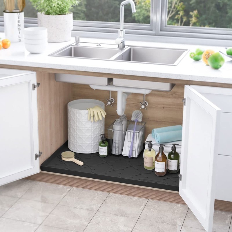 SIKADEER 22" x 22" Under Sink Mat Waterproof, Silicone Mat