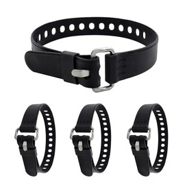 4Pcs Adjustable Utility Straps with Buckles, YITOBA 20 Inch Silicone Tie Downs, Mini Industrial Straps with Holes for Securing Skis, Field Repair, Garden Hoses, Tools (Black)