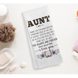 NOQL Aunt Kitchen Towels and Dishcloths, Aunt Gifts from Niece Nephew, Best Aunt Ever Gifts, Auntie Gifts, Gifts for Aunt Hand Towels Tea Towels for Bathroom Kitchen, 6×24 Inches