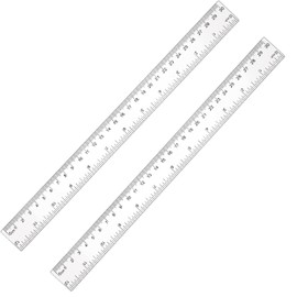 FUYUERO Plastic Transparent Ruler Learning Drawing Tool Measuring Tool Length 11.8 inches (30 cm) 0.08 inches (0.2 cm) Thickness Suitable for Students, Schools, Offices, Home (2 pieces)