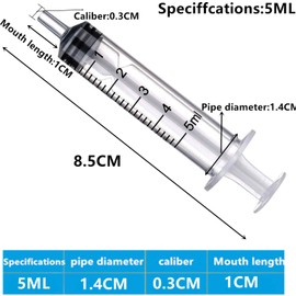 HaBeuniver 5ml Luer Slip Syringe with Measurement - 50 Pack - Bulk Package Disposable Syringe for Scientific Labs, Feeding Pets, Refilling and Measuring Liquids