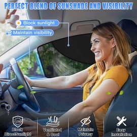 ZATOOTO Car Window Shades Front Window Sun Shade Half Blackout & Half See-Through Car Window Cover for Driver Side Privacy and Visible in One Magnetic Universal for Most Cars for Camp, Travel, Nap