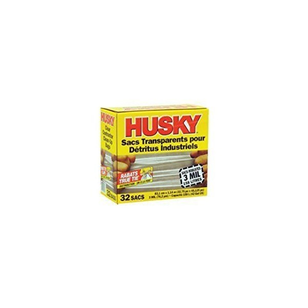 Husky Heavy Duty Clean-Up Trash Bag, Polyethylene Resin, 42 gal,