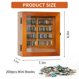 Anxiety Mini Bookshelf for Shake Away Your Anxiety, Small Bookshelf Mini Books, Miniature Book Display Shelf with 200Pcs Mini Books, Funny Gifts for Book Lovers, Home Room Living Bookshelf Decor