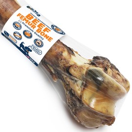 PUPDAWGS Dog Bones for Aggressive Chewers | 12-14" Hickory Smoked Flavor Beef Femur Bone | All Natural Dog Bone Treats Made in The USA (Single Bone)
