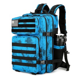 Lovelinks21 25L Tactical Backpack Military Tactical Backpack for Men and Women Small Assault Pack Outdoor Travel Hiking Camping Rucksack with Molle Webbing (Blue Water Pattern)