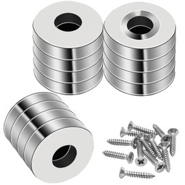 AYWFEY 12 Pcs Neodymium Magnets, Heavy Duty Round Base Cup Magnets & M3 Screws, 4x15mm, 20LBS Ring Neodymium Cup Magnet with Countersunk Hole & Steel Capsule