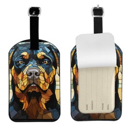 Rottweiler Luggage Tags for Suitcases,Travel Leather Luggage/Bag Name Tag Gift for Women,Men,Kids,Dog Lover, Cute Suitcase Tags Luggage Identifiers,Funny Baggage Tags for Travel (Rottweiler)