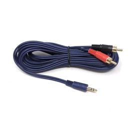 5M 2 x RCA to 3.5mm Audio Cable - Stereo Phono to Jack Gold-Plated - Red & White Aux Cord - Compatible with Hi-Fi, Speakers, DJ, Turntable, TV, Car, Phone (Blue)