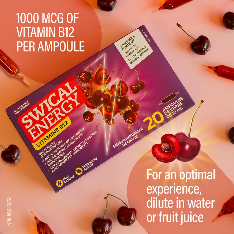 SWICAL Swical Energy B12 C 20 ampoules C Cherry flavour