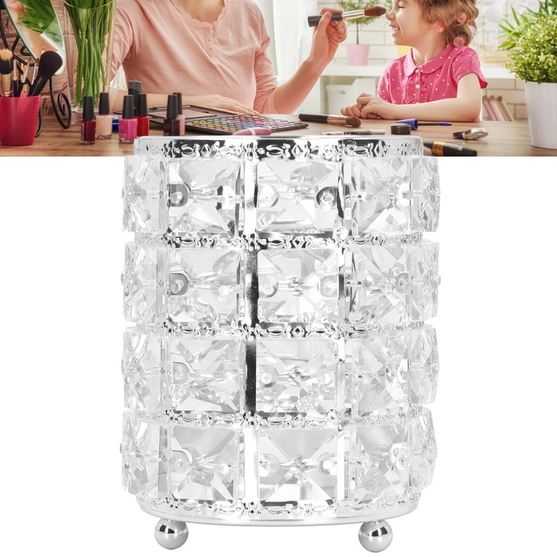 Crystal Makeup Brush Holder European Style Rounded Crystal Glass Cosmetic