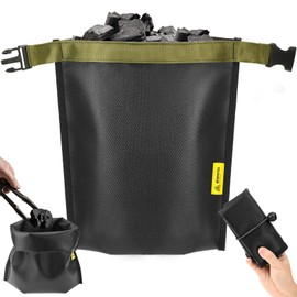 Fire Extinguishing Bag, Ash Carrier, Charcoal Processing Bag, Collapsible, Freestanding, Includes Rope Storage, Fiberglass Bag, Waterproof, Heat Resistant, Flame Retardant, Compact, Large Capacity,