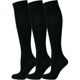 ArkXani 3 Pairs Women’s Cotton Knee High Socks Extra Long Smooth Party Wear Stockings for Ladies Girls (UK Size 6-9 Black)